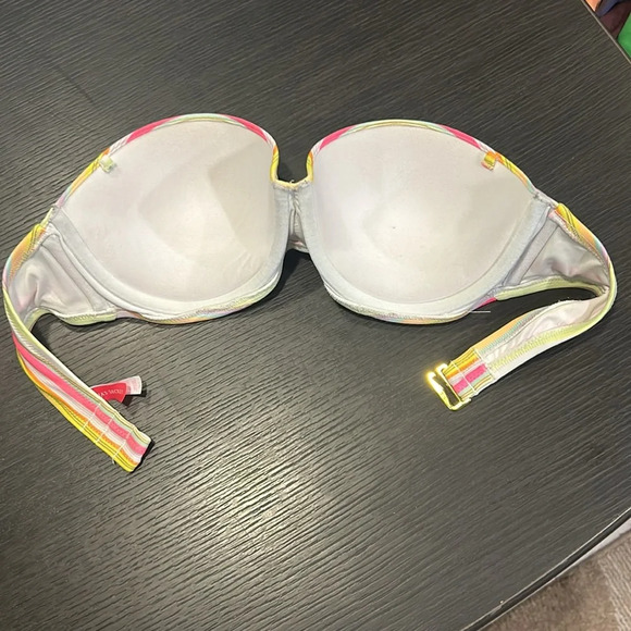 Victoria’s Secret Women Multi Color w Metallic Striped Strapless Bikini Top 34C - Picture 5 of 6